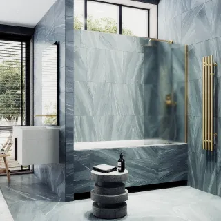 Шторка на ванну MaybahGlass MGV-90-3ш 40см золото